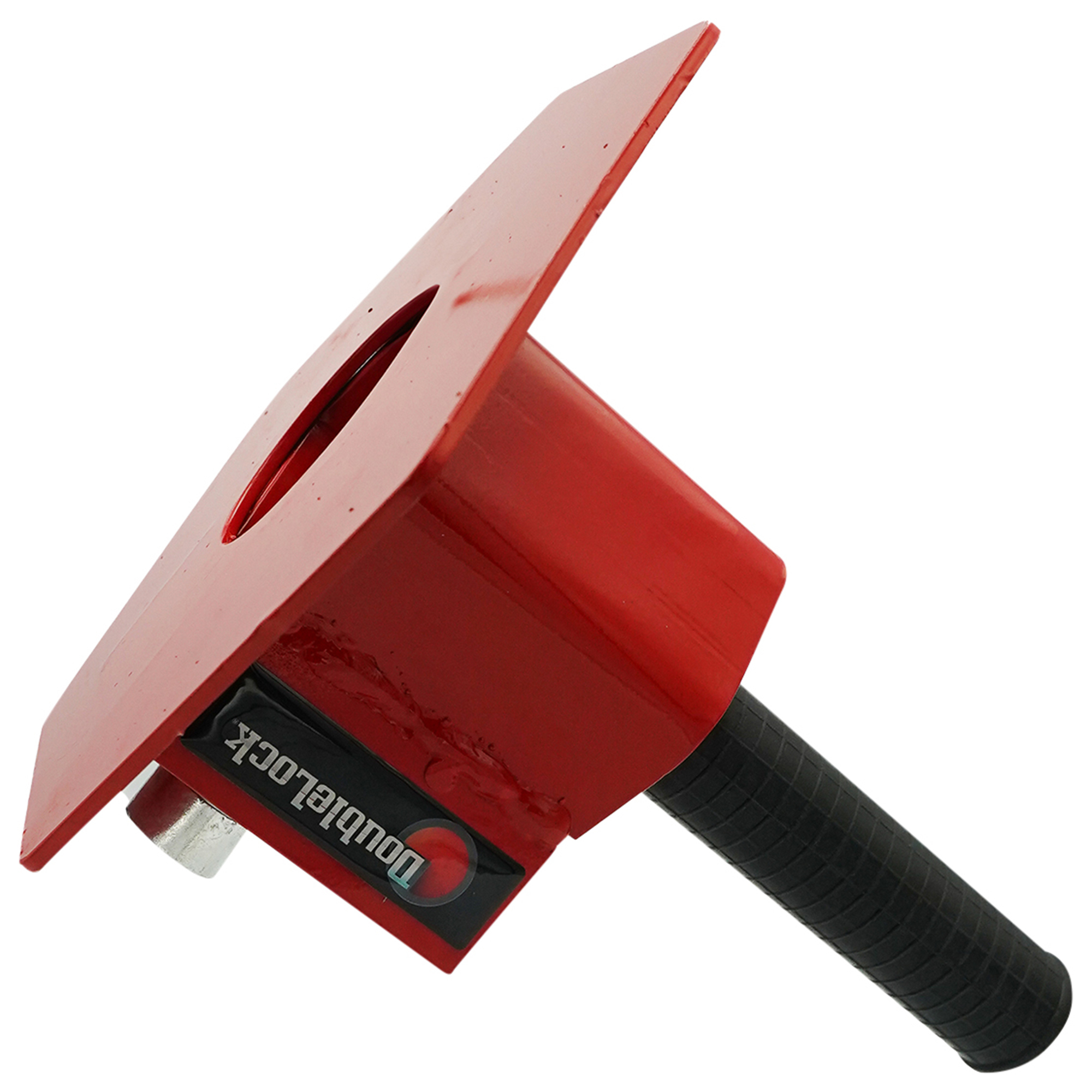 DoubleLock USA Lion Kingpin Lock for Tractor Trailers — Solid Cover Plate, 5 Laser-Cut Keys, Red, Model# 080-220A